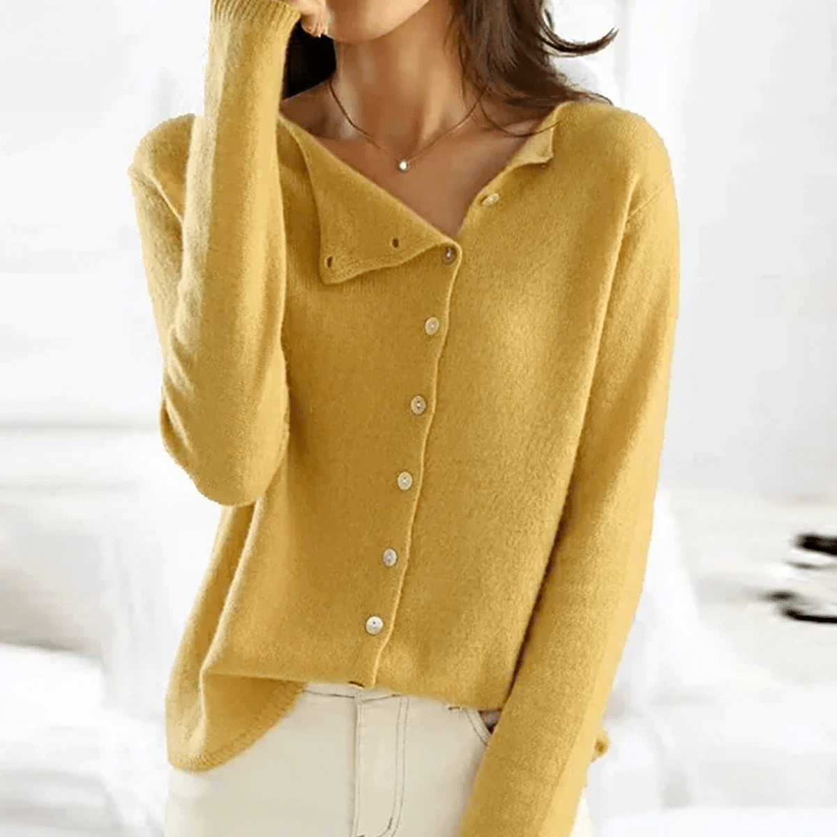 Dames Cardigan met Knoopsluiting en Ronde Hals