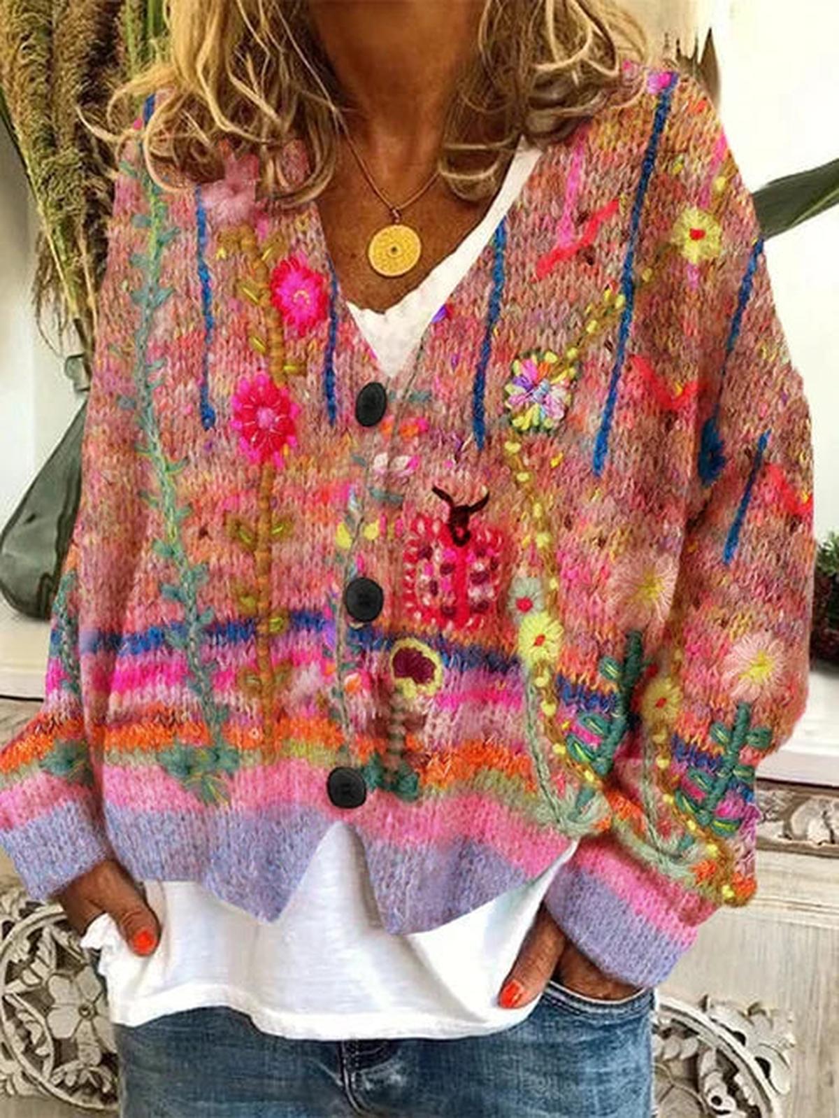 Dames Retro Cardigan met Uniek Elegant Ontwerp