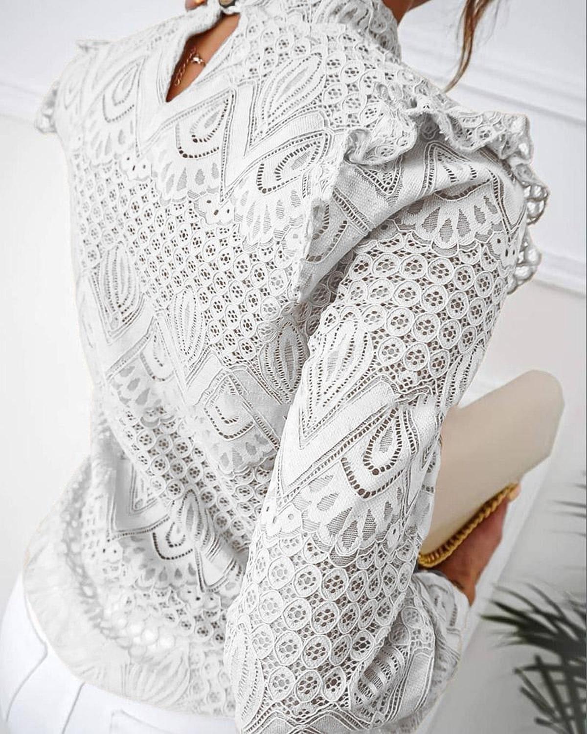 Dames Ruchesblouse Van Lichtgewicht Stof