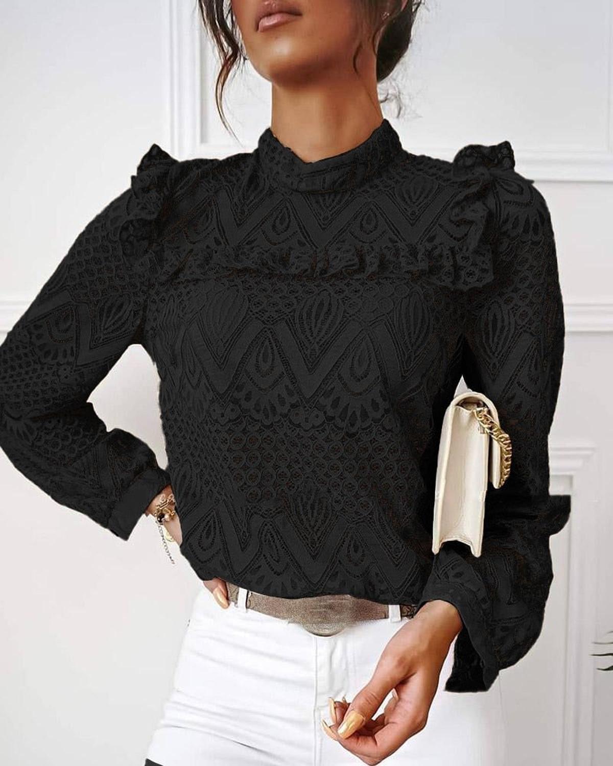 Dames Ruchesblouse Van Lichtgewicht Stof