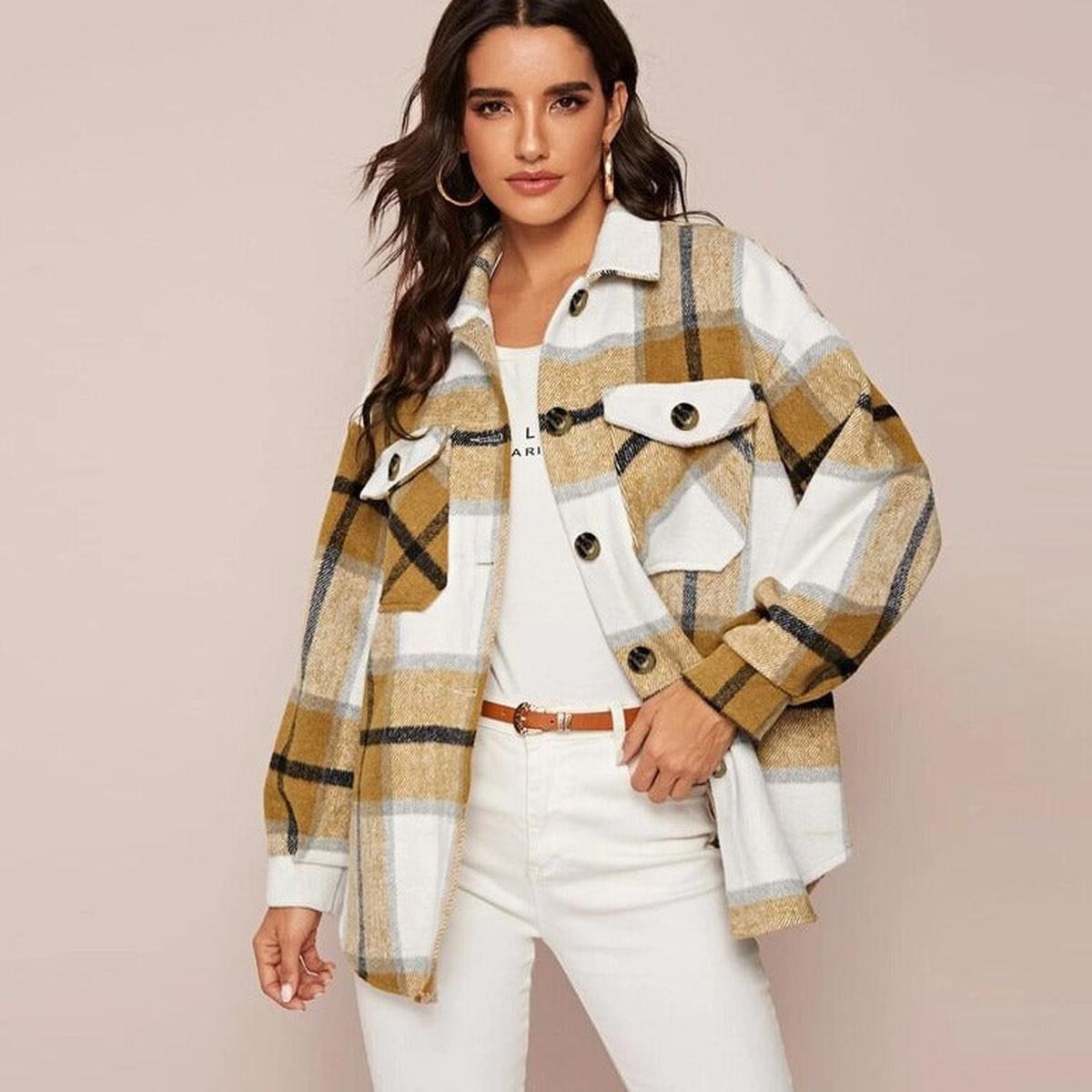 Dames Ruitjas Met Knopen En Relaxed Fit