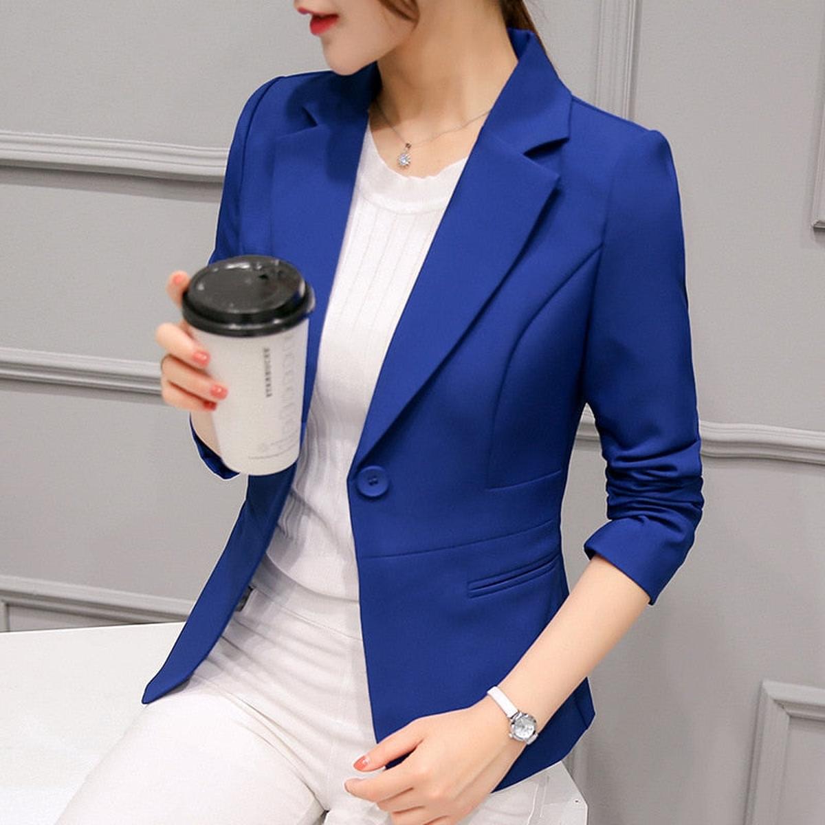 Dames Slank Passende Lange Mouwen Blazer Jas