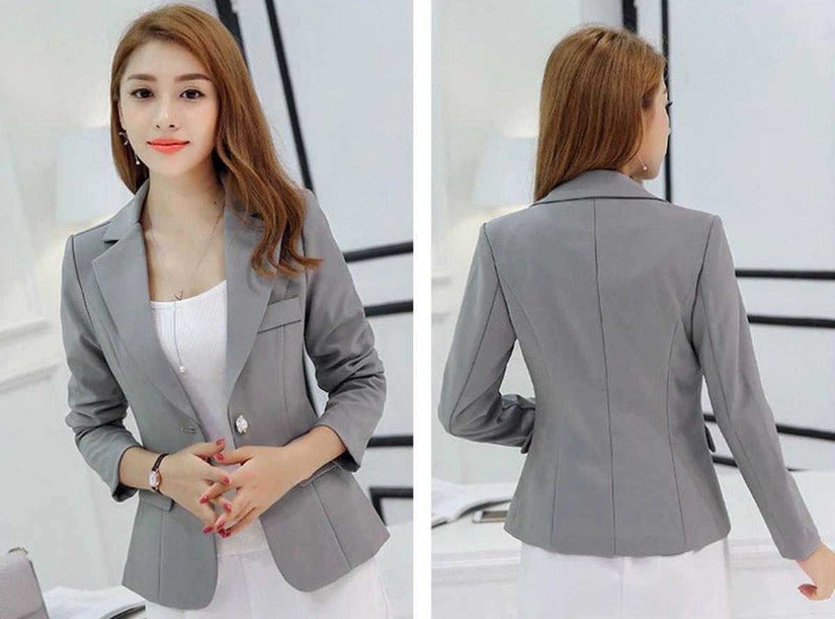 Dames Slank Passende Lange Mouwen Blazer Jas