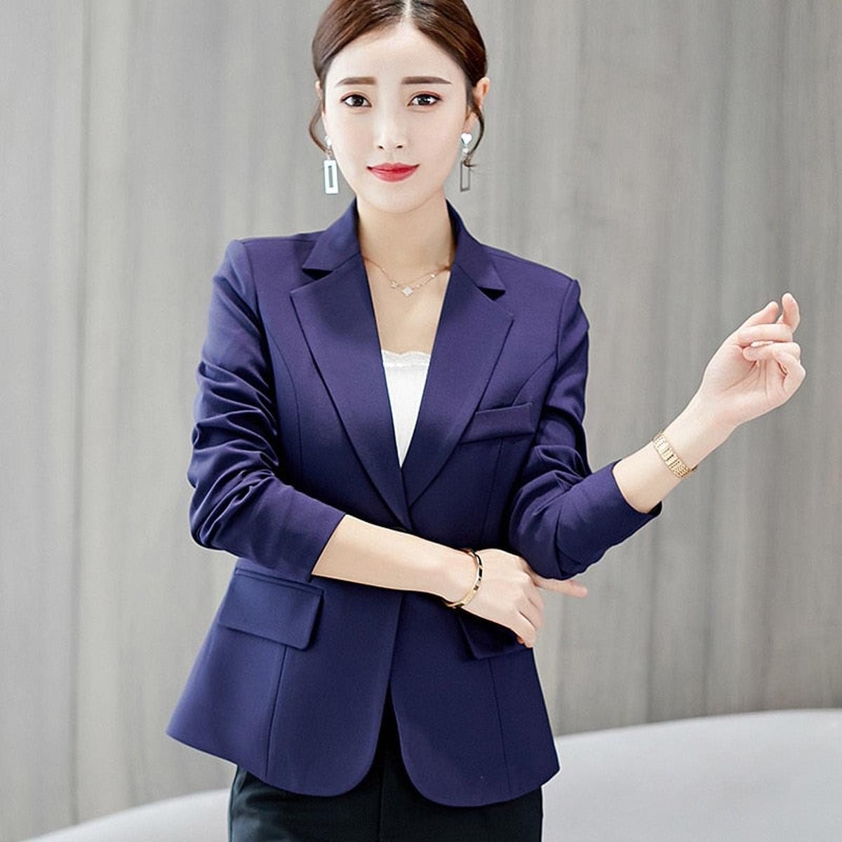 Dames Slank Passende Lange Mouwen Blazer Jas