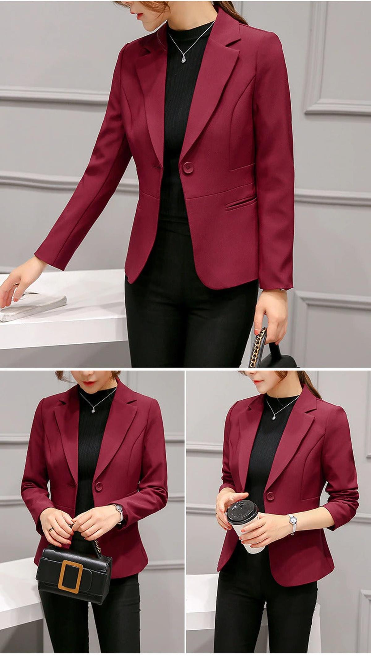 Dames Slank Passende Lange Mouwen Blazer Jas