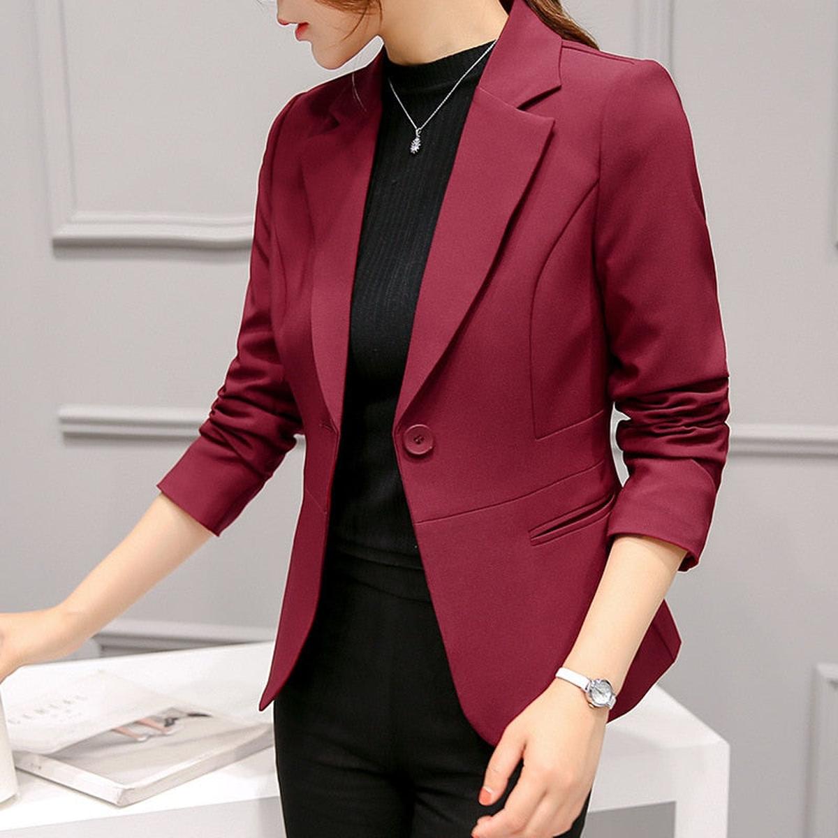 Dames Slank Passende Lange Mouwen Blazer Jas
