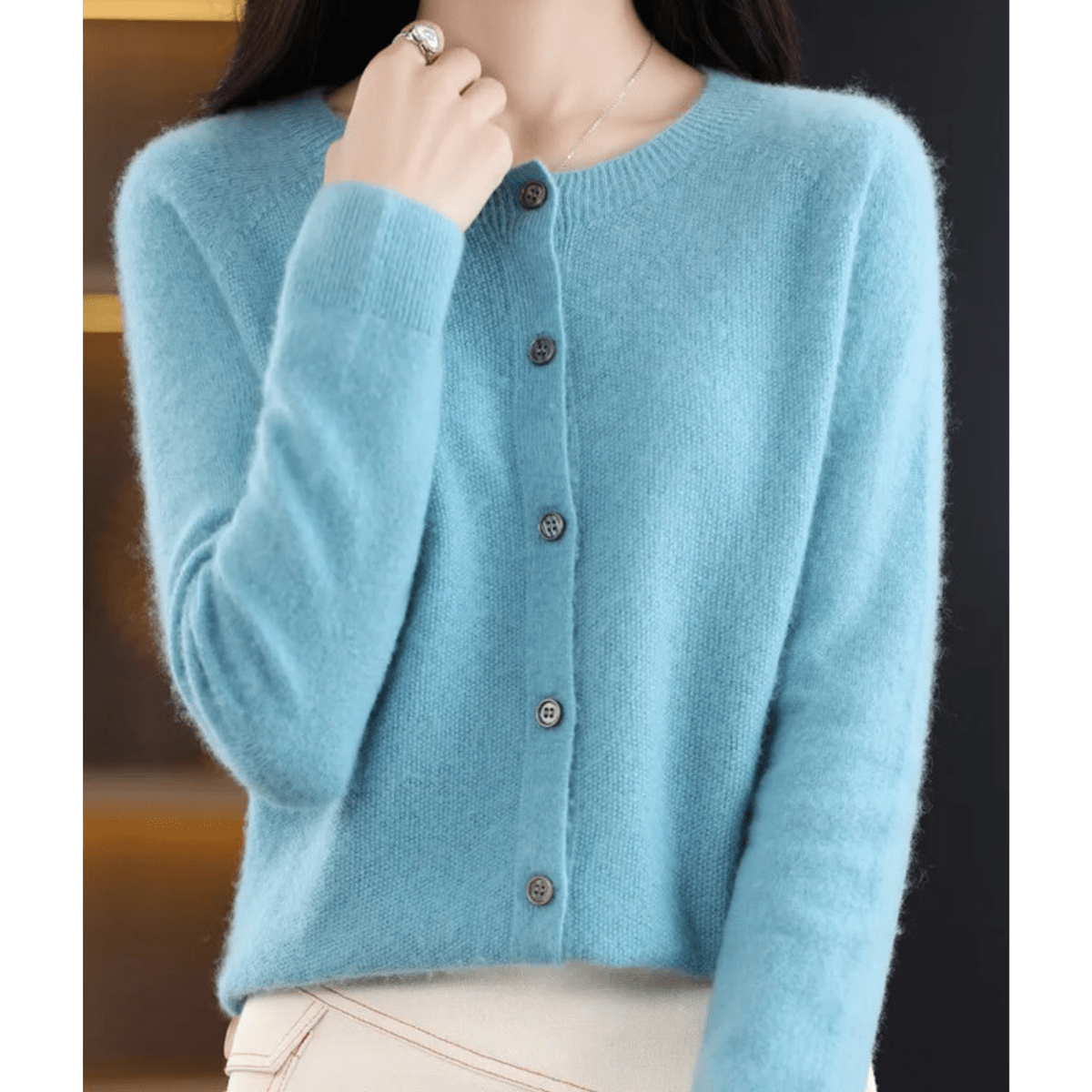 Dames V-hals Cardigan Pullover met Knoopdetails