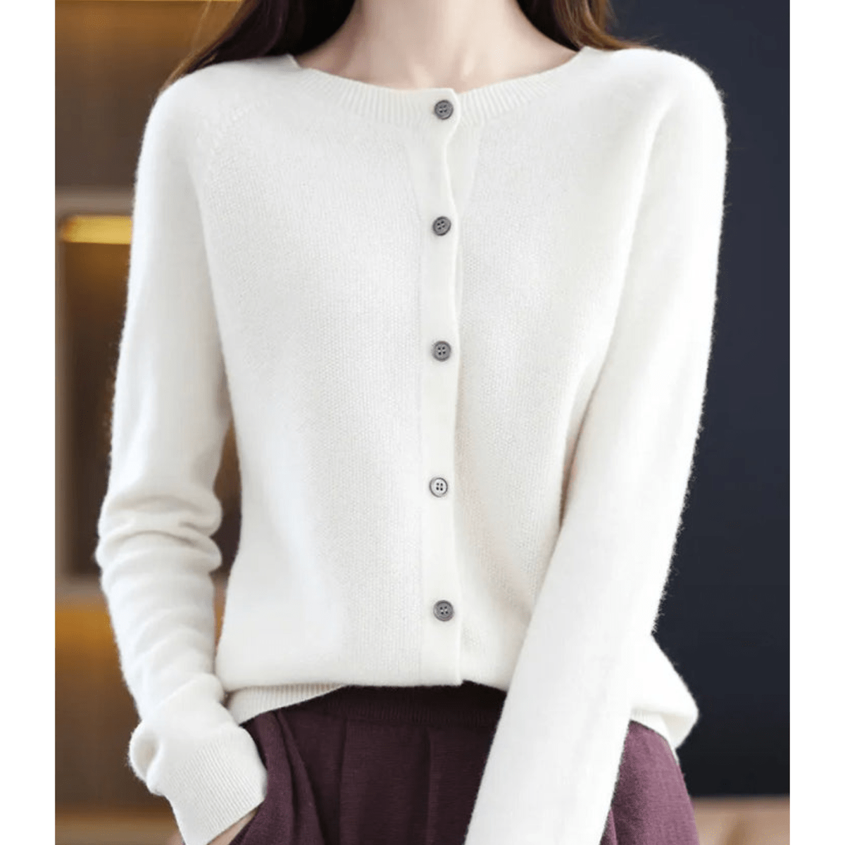 Dames V-hals Cardigan Pullover met Knoopdetails