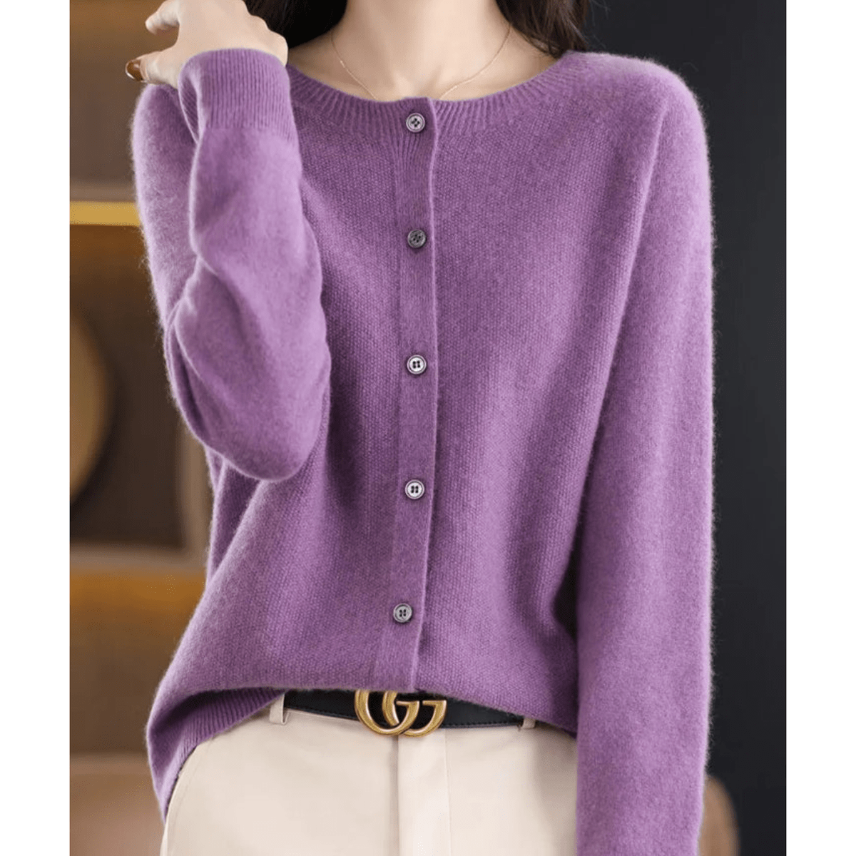 Dames V-hals Cardigan Pullover met Knoopdetails