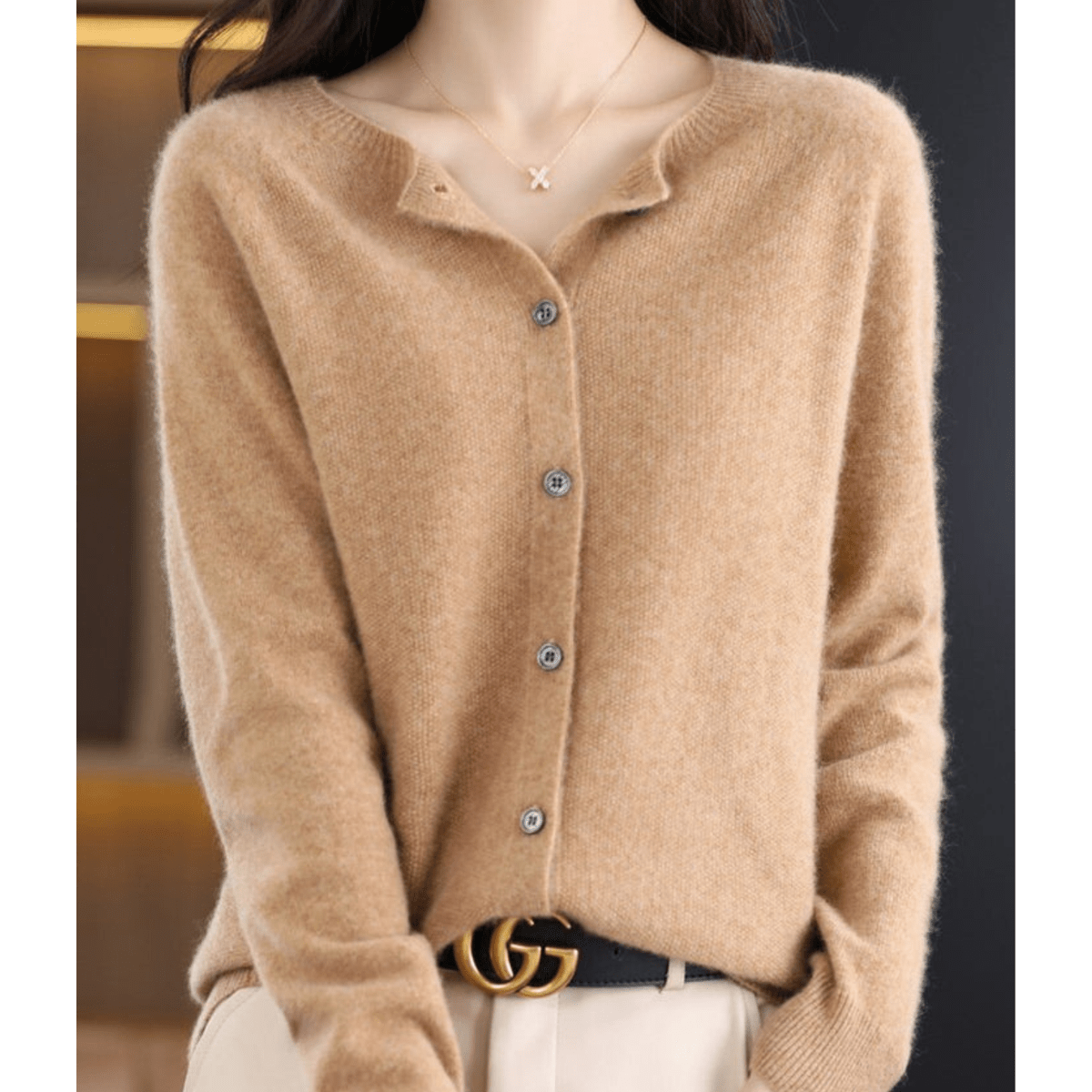 Dames V-hals Cardigan Pullover met Knoopdetails
