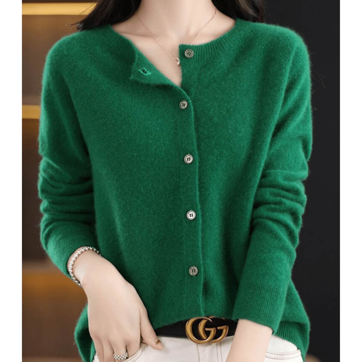 Dames V-hals Cardigan Pullover met Knoopdetails