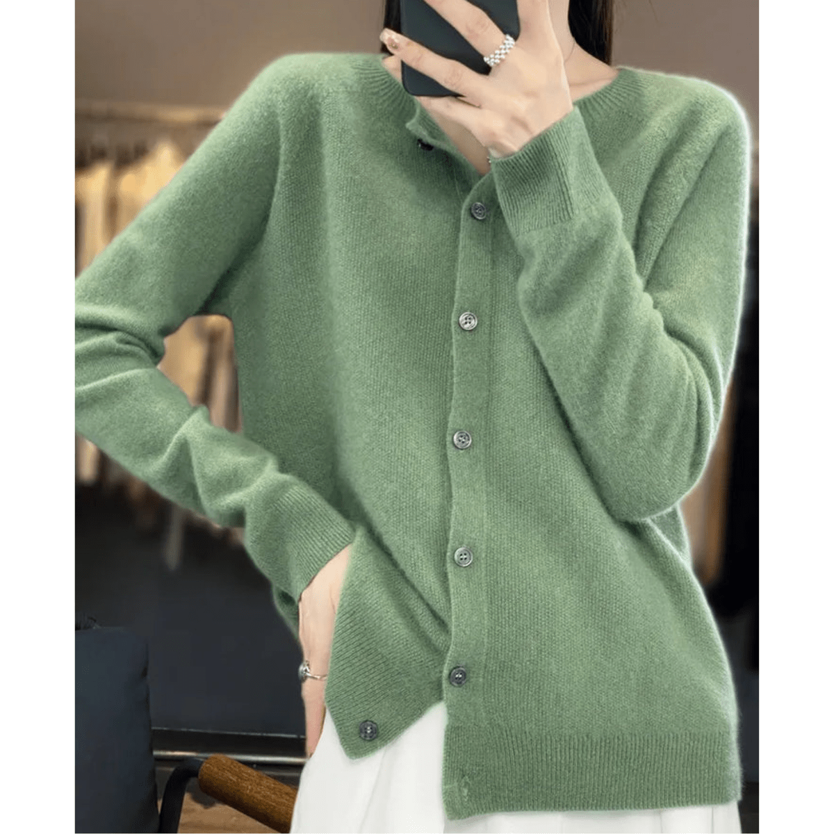 Dames V-hals Cardigan Pullover met Knoopdetails