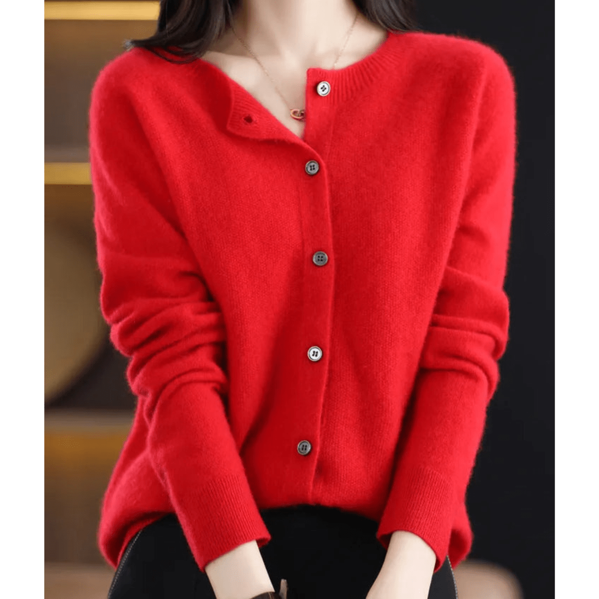 Dames V-hals Cardigan Pullover met Knoopdetails