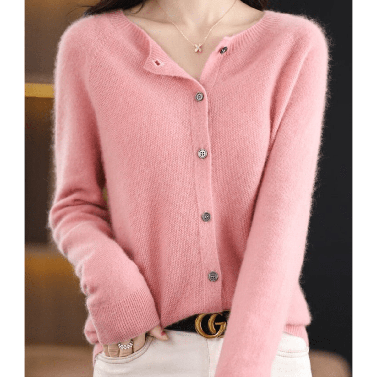 Dames V-hals Cardigan Pullover met Knoopdetails