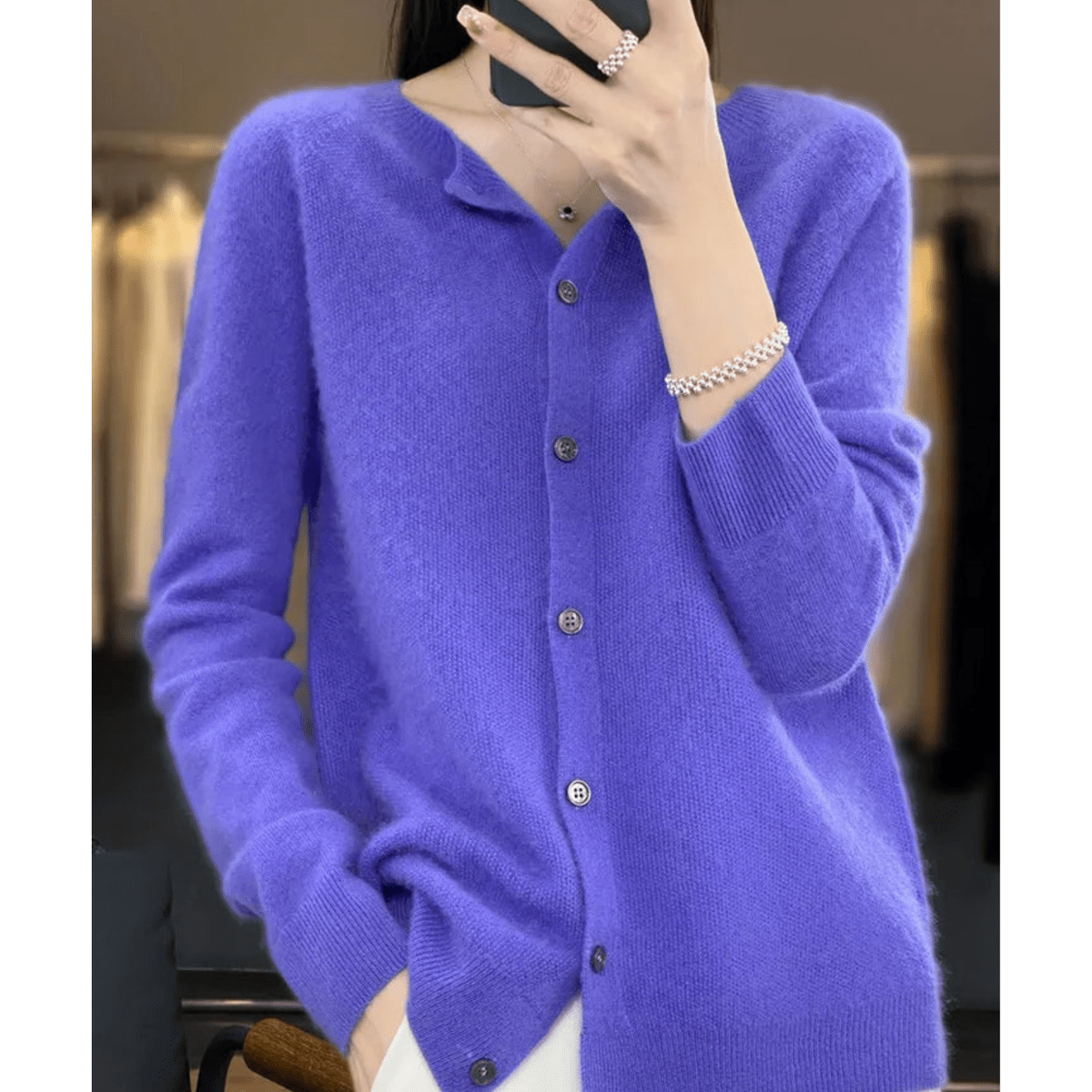 Dames V-hals Cardigan Pullover met Knoopdetails