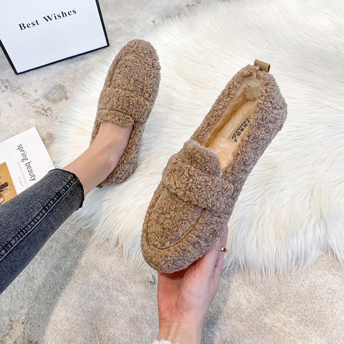 Dames Winter Slippers Met Slipbestendige Zool En Ademend Materiaal