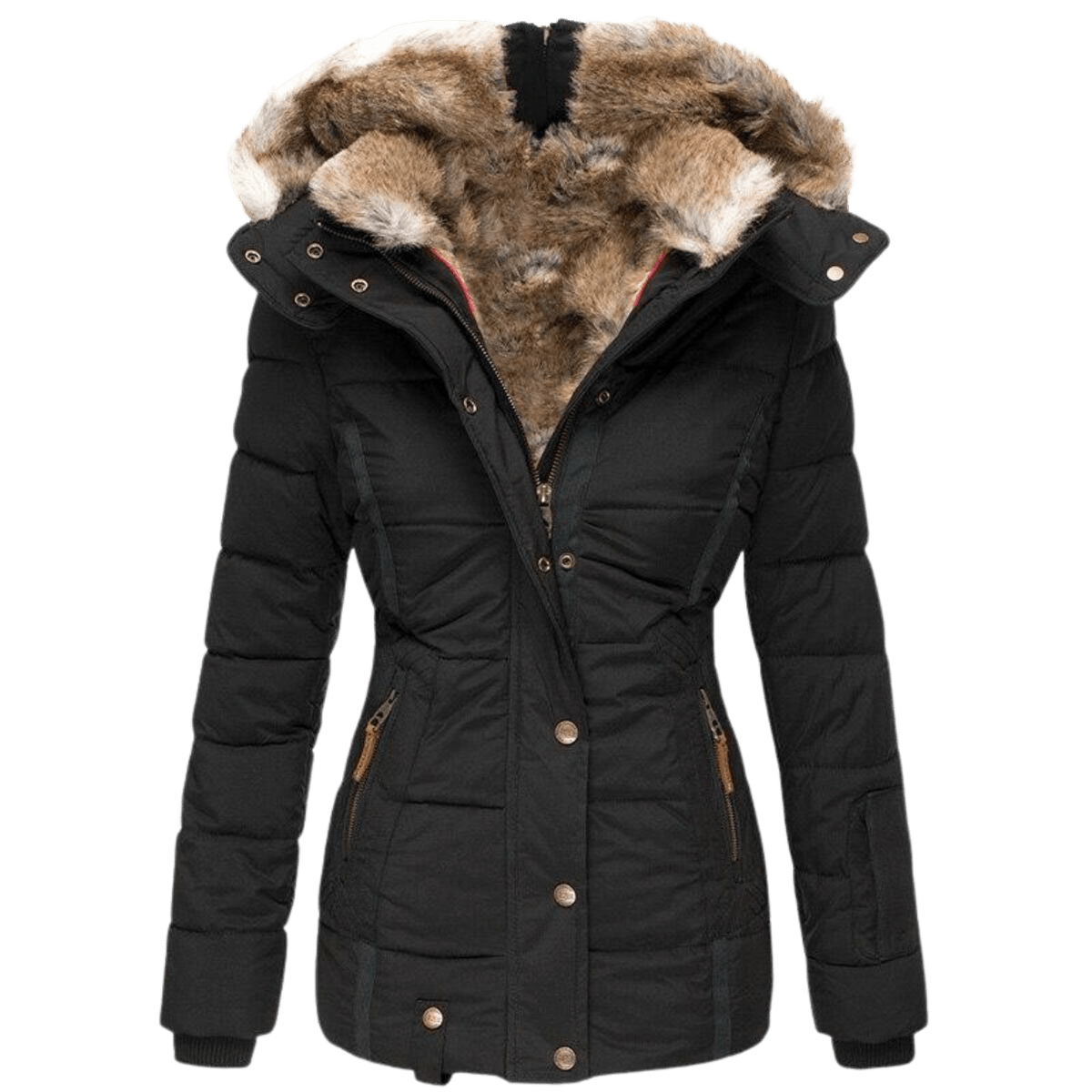 Dames Winterjas met Bontvoering en Slim Fit