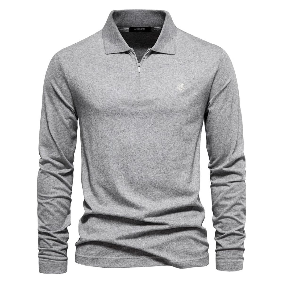 Half-Zip Polo Shirt Met Lange Mouwen En Gestructureerde Kraag Voor Mannen