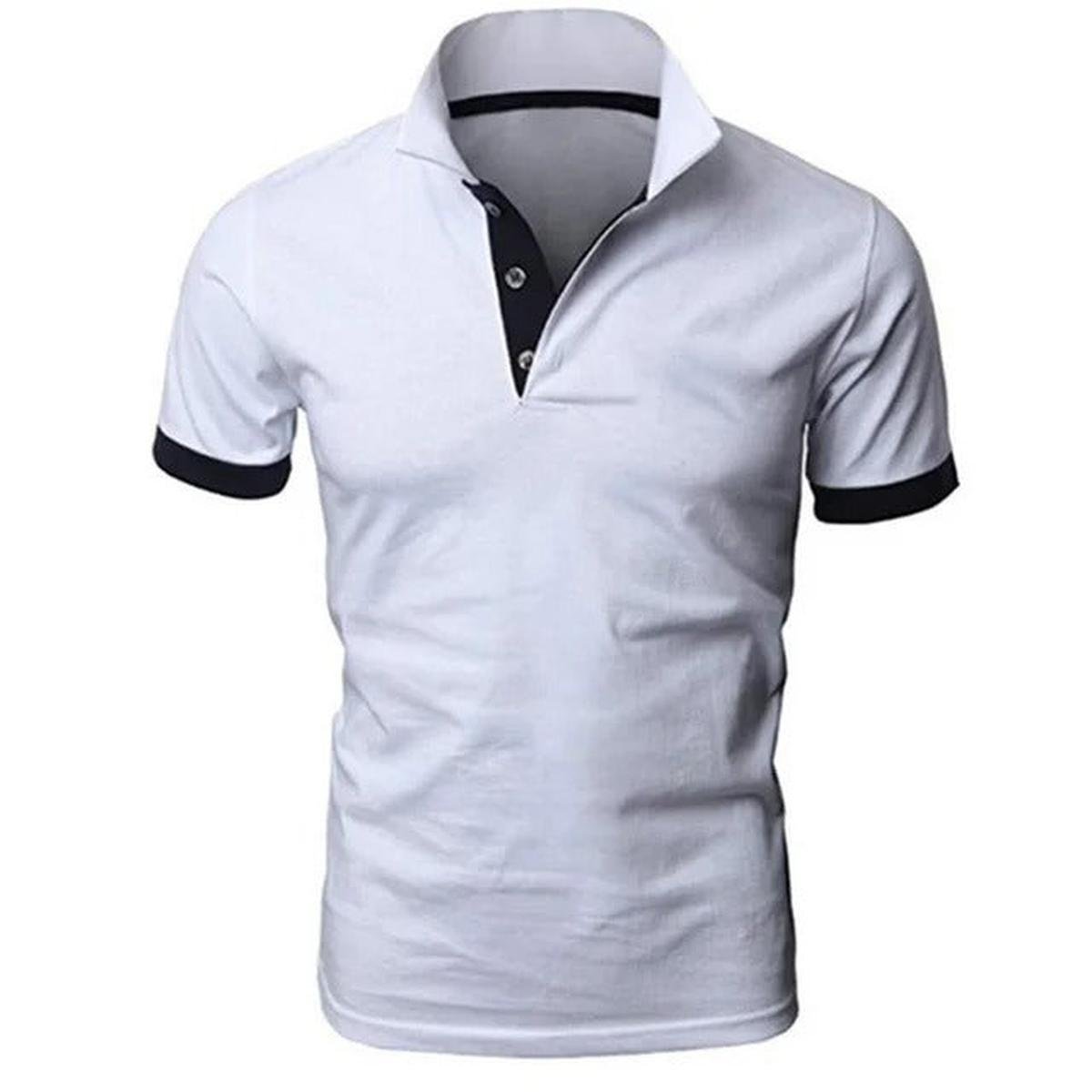 Heren Slim Fit Polo Shirt met Uniek Patchwork Ontwerp