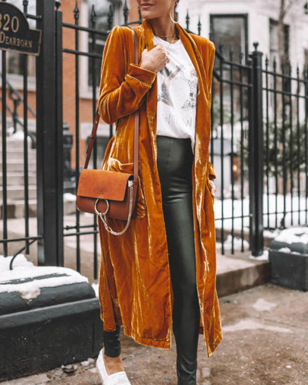 Dames Lange Fluwelen Duster Vest - Harlett