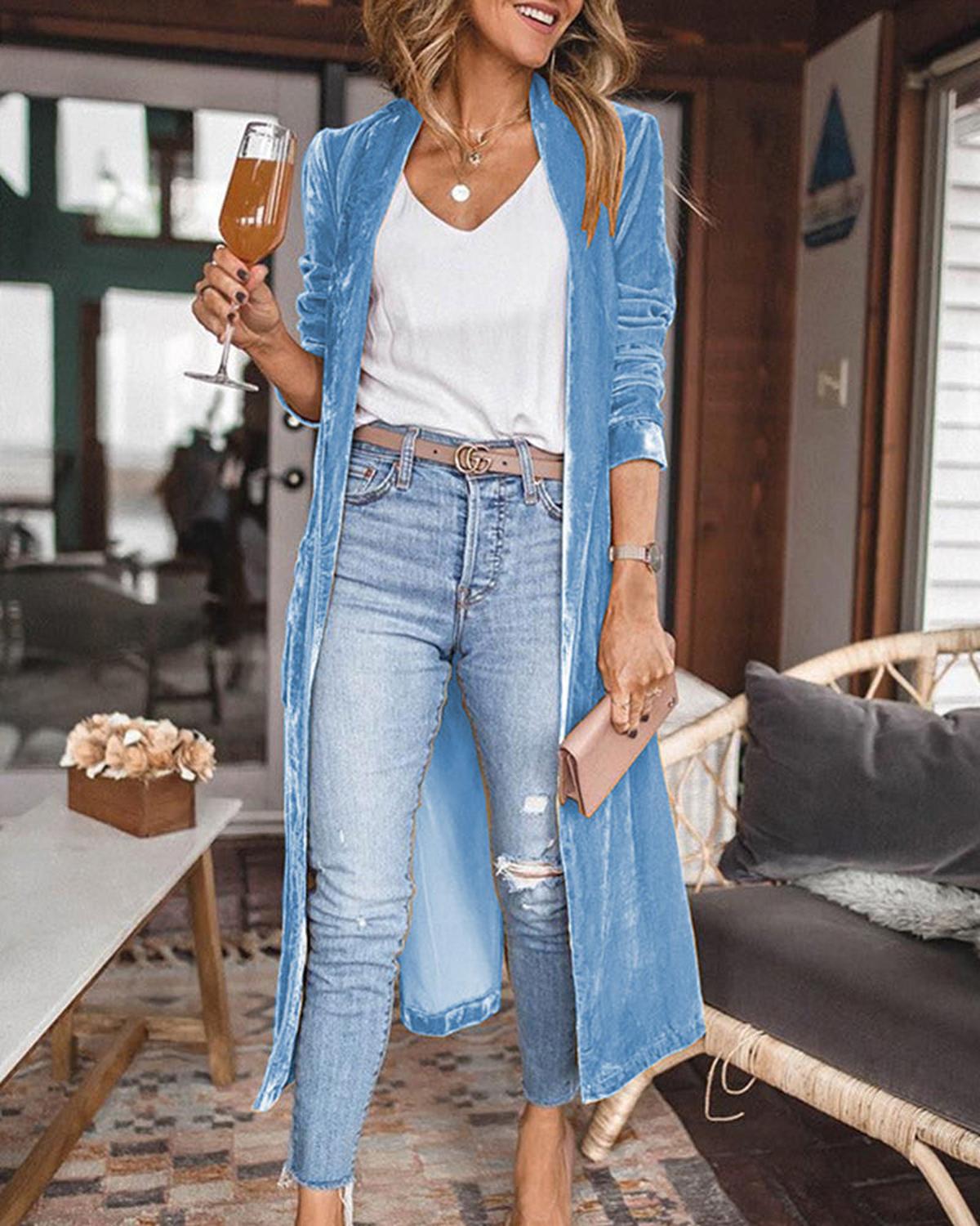 Dames Lange Fluwelen Duster Vest - Harlett