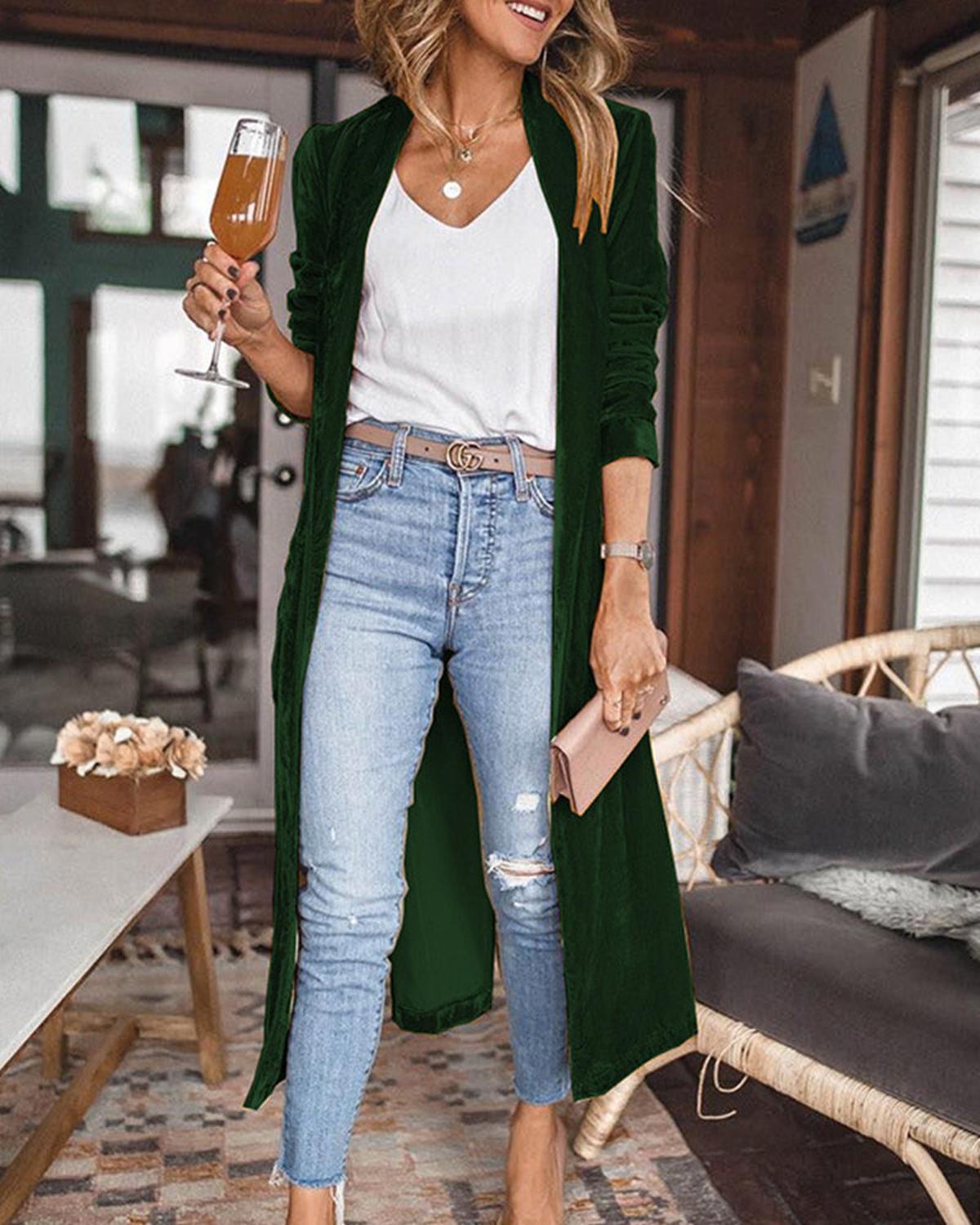 Dames Lange Fluwelen Duster Vest - Harlett