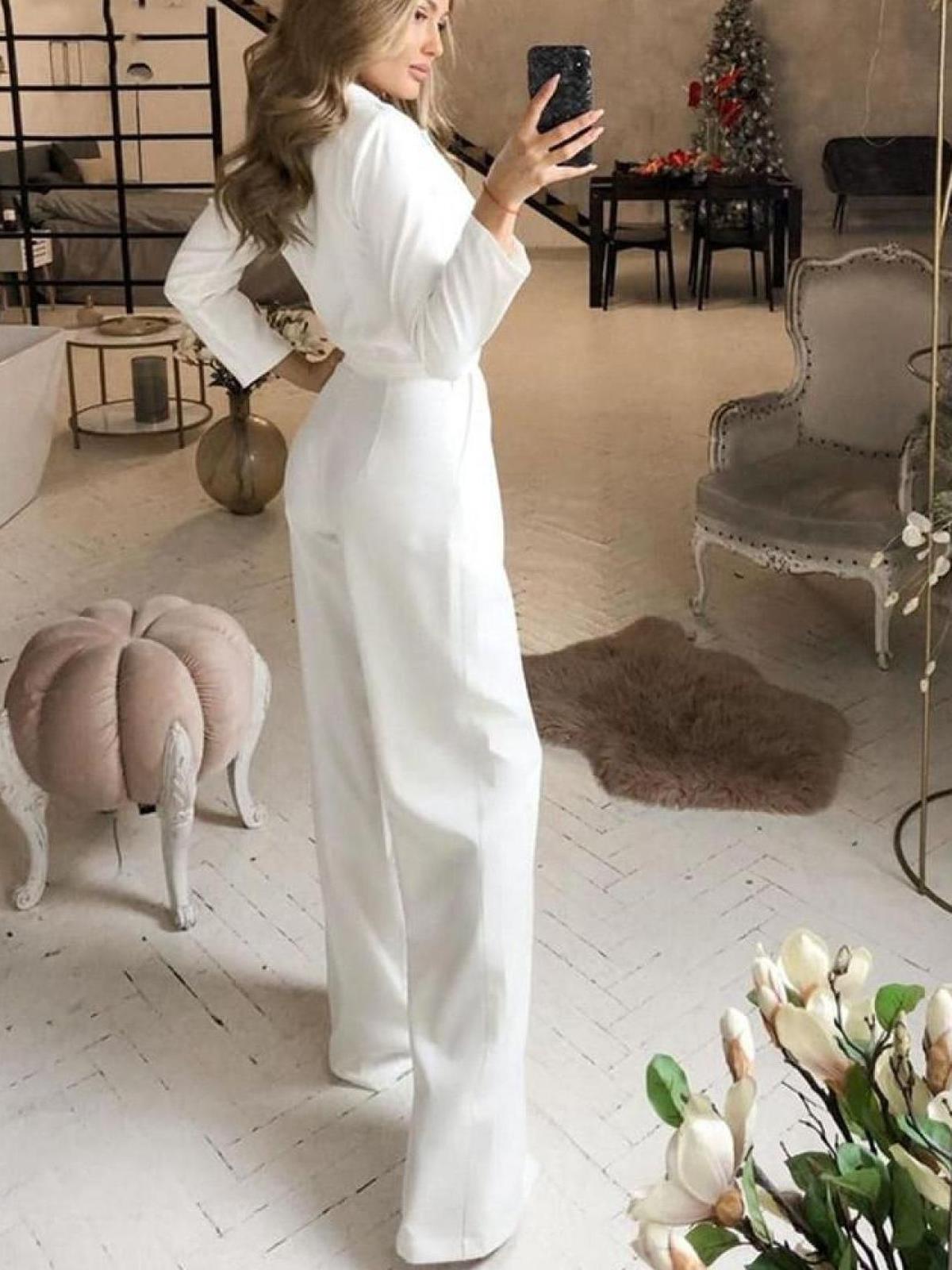 Dames Lange Mouw Slim Fit Jumpsuit - Harlett