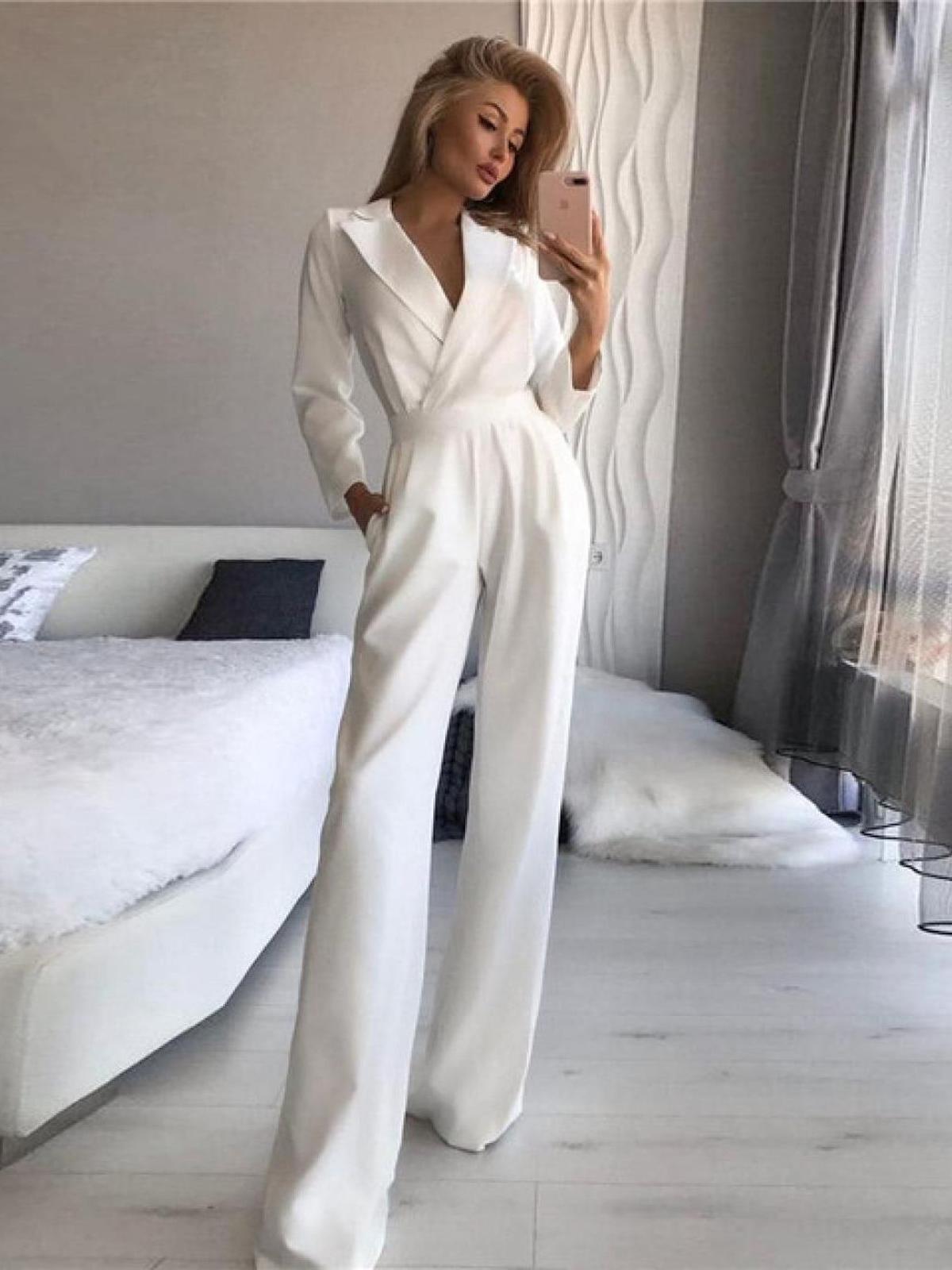 Dames Lange Mouw Slim Fit Jumpsuit - Harlett