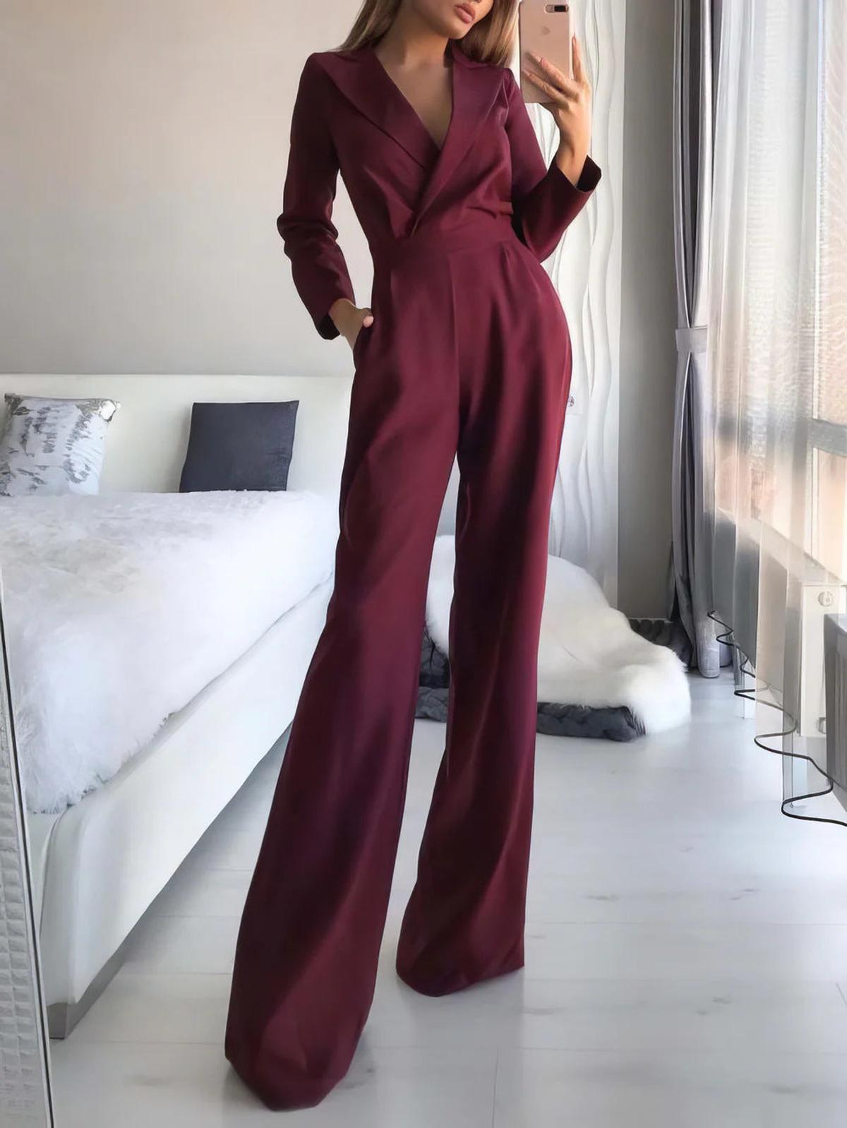 Dames Lange Mouw Slim Fit Jumpsuit - Harlett
