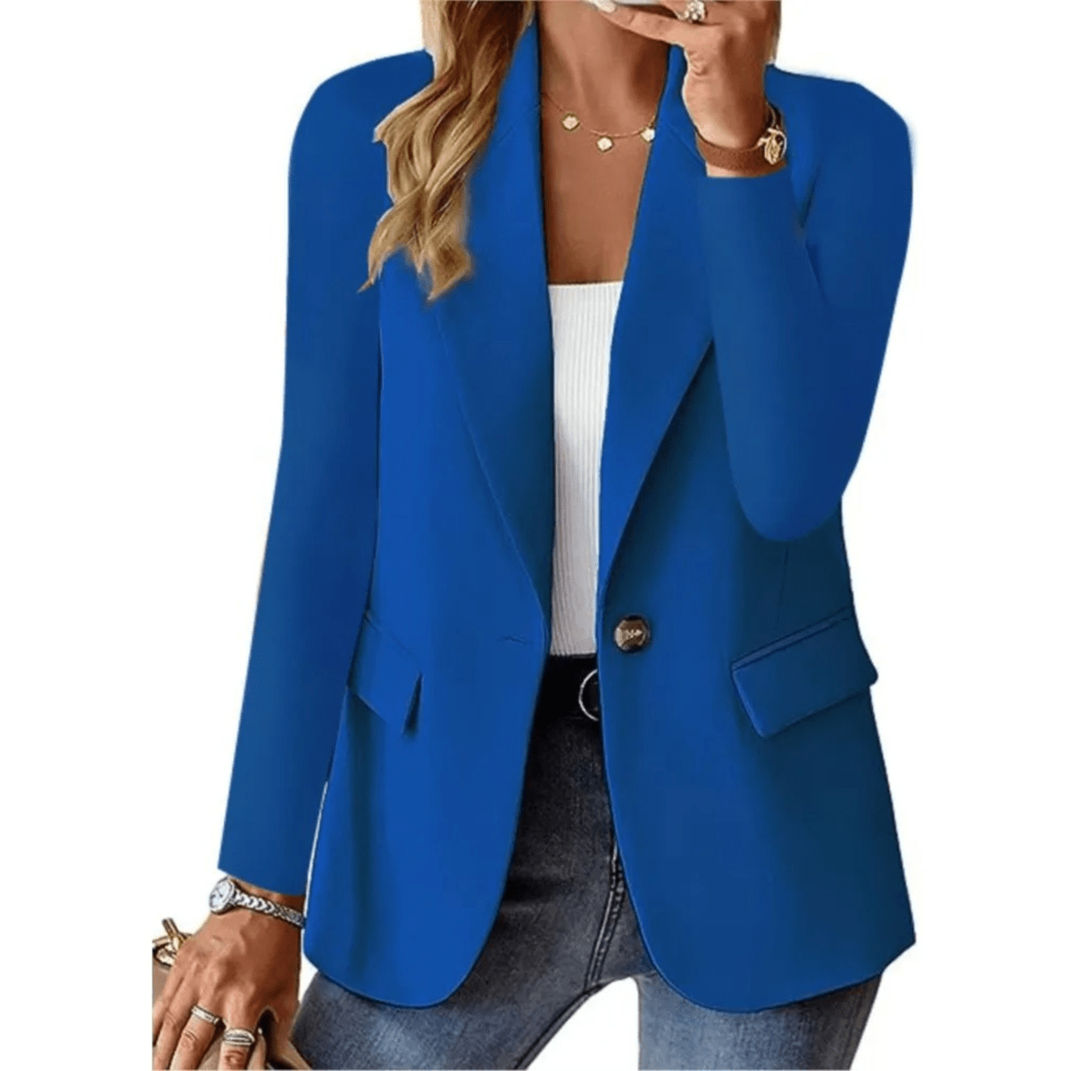 Dames Lange Mouwen Blazer Met Slanke Pocket Sluiting - Harlett