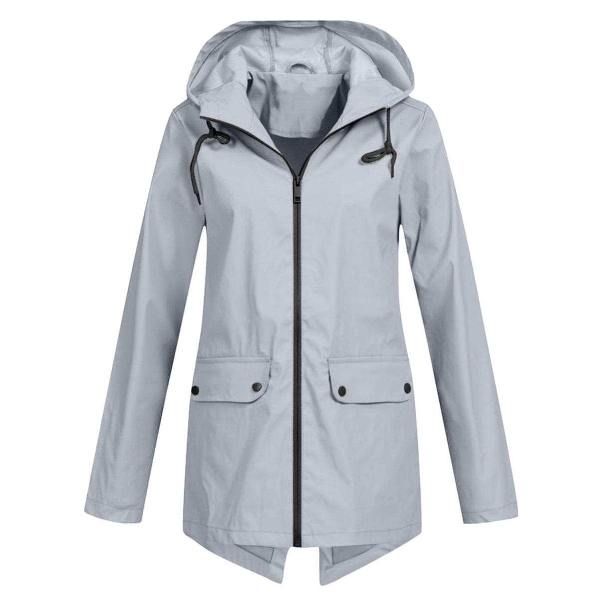 Dames Lange Waterdichte Regenjas Met Capuchon - Harlett