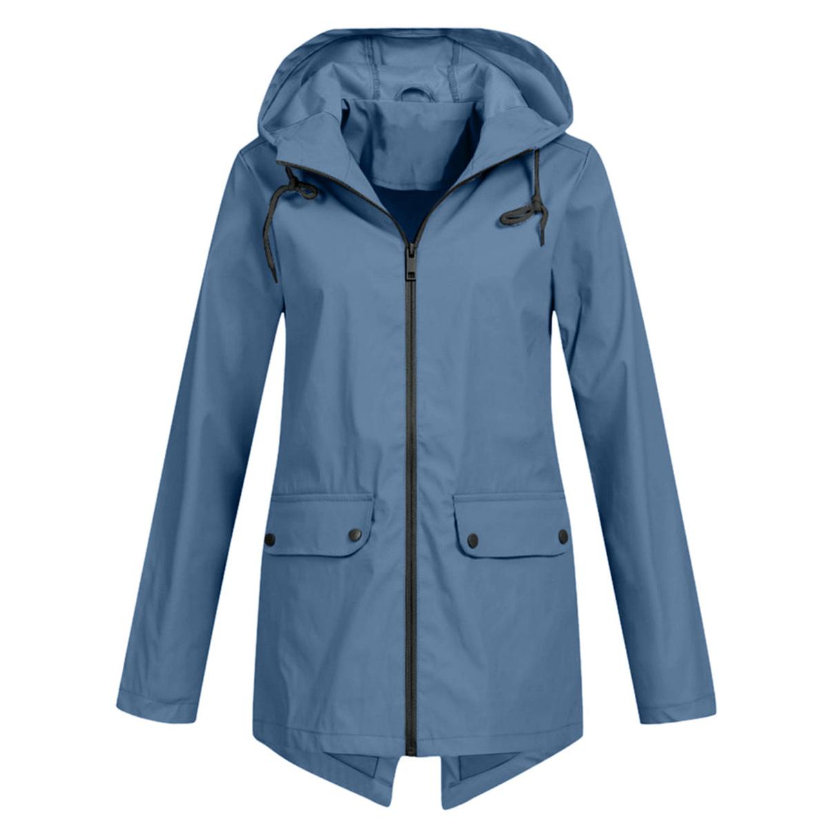 Dames Lange Waterdichte Regenjas Met Capuchon - Harlett