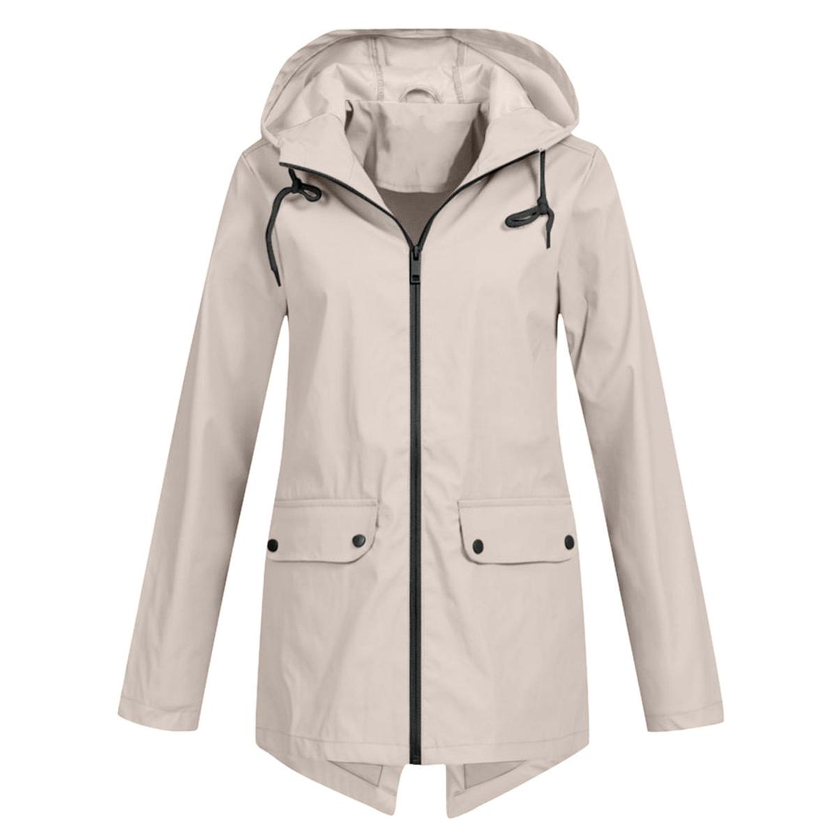 Dames Lange Waterdichte Regenjas Met Capuchon - Harlett