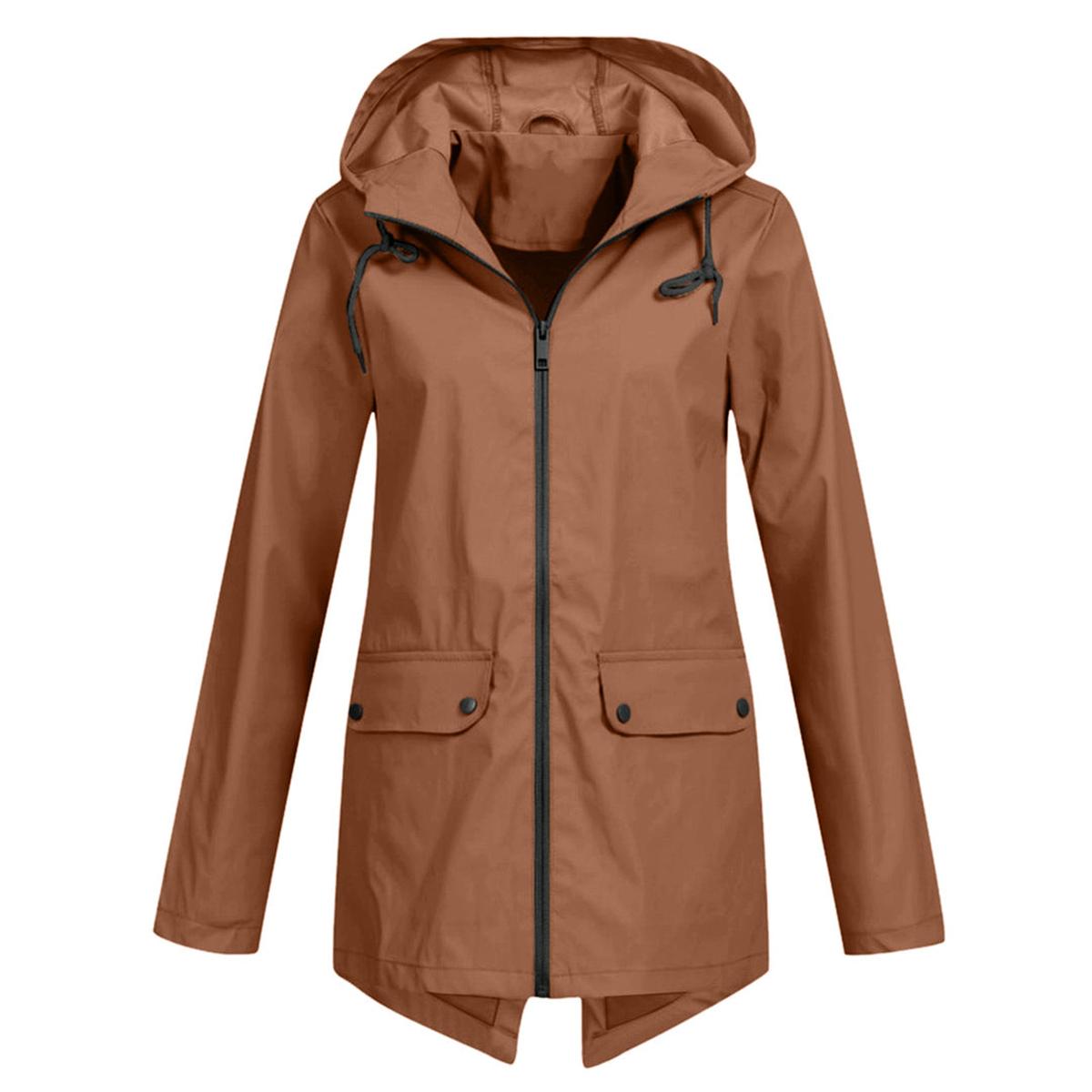 Dames Lange Waterdichte Regenjas Met Capuchon - Harlett