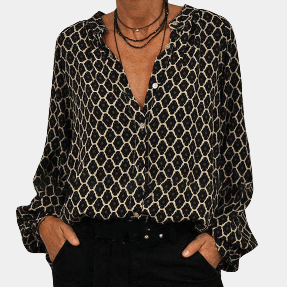 Dames Lichte Ademend Blouse met Knopen - Harlett