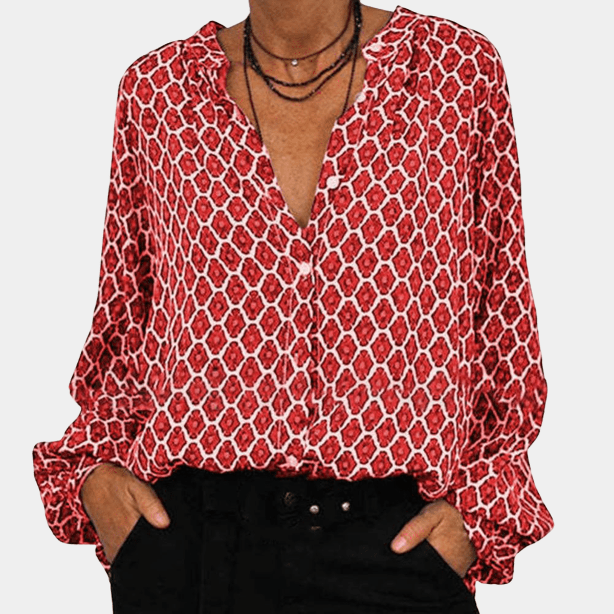 Dames Lichte Ademend Blouse met Knopen - Harlett