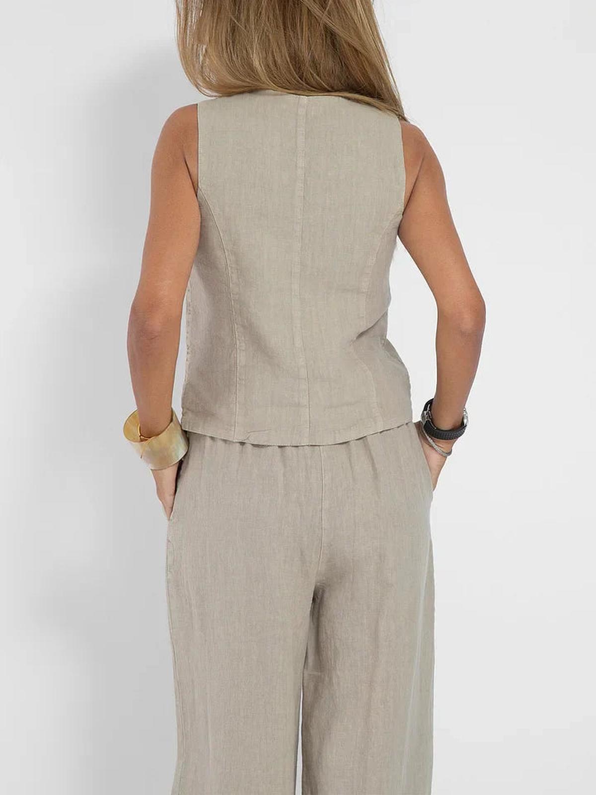 Dames Lichtgewicht Linnen Getailleerd Vest - Harlett