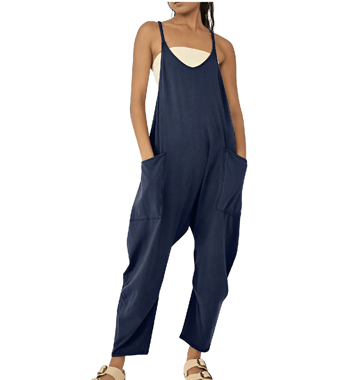Dames Mouwloze Casual Jumpsuit met Zakjes - Harlett