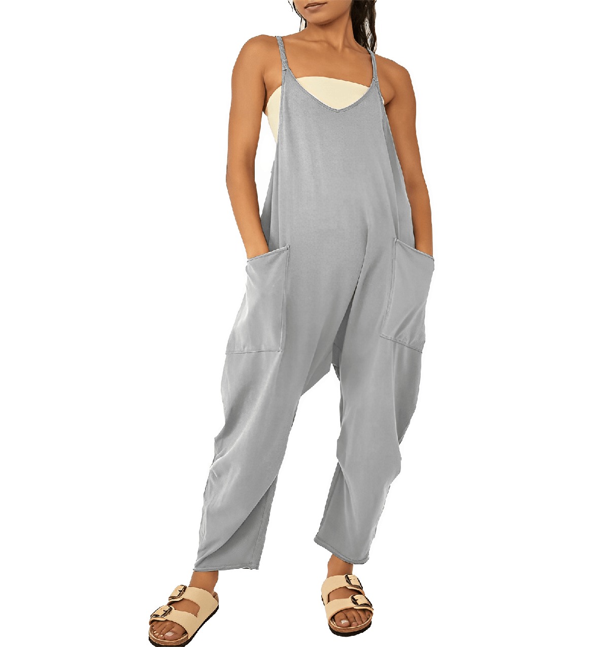Dames Mouwloze Casual Jumpsuit met Zakjes - Harlett