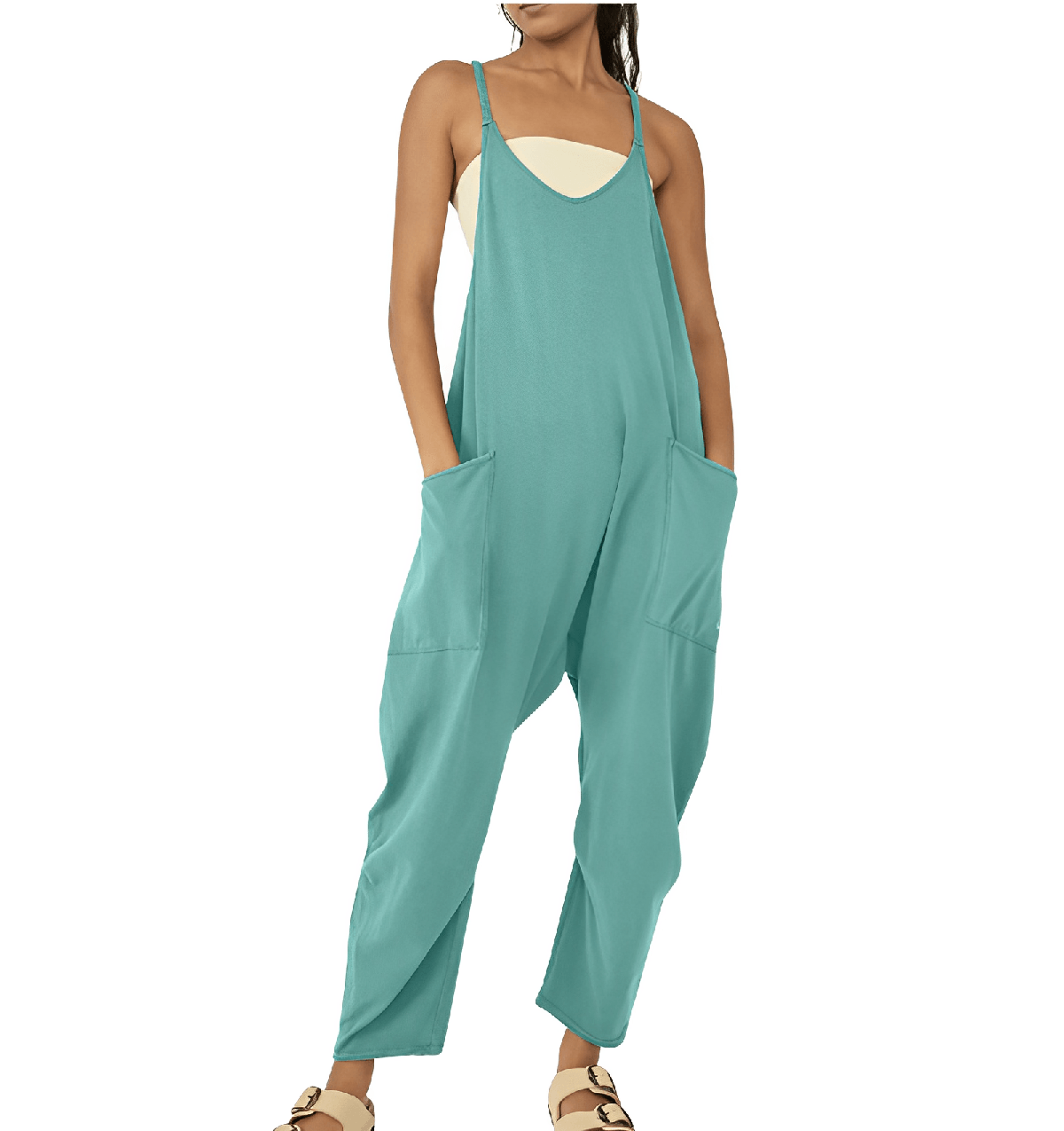Dames Mouwloze Casual Jumpsuit met Zakjes - Harlett