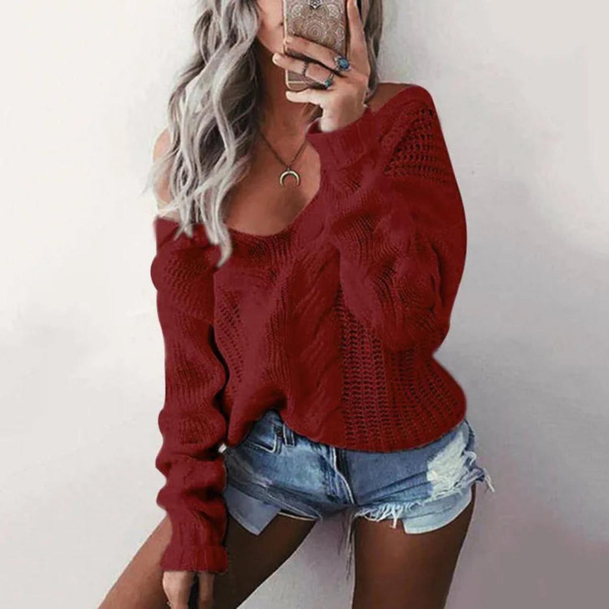Dames Oversized Gebreide Trui Met V - Hals - Harlett