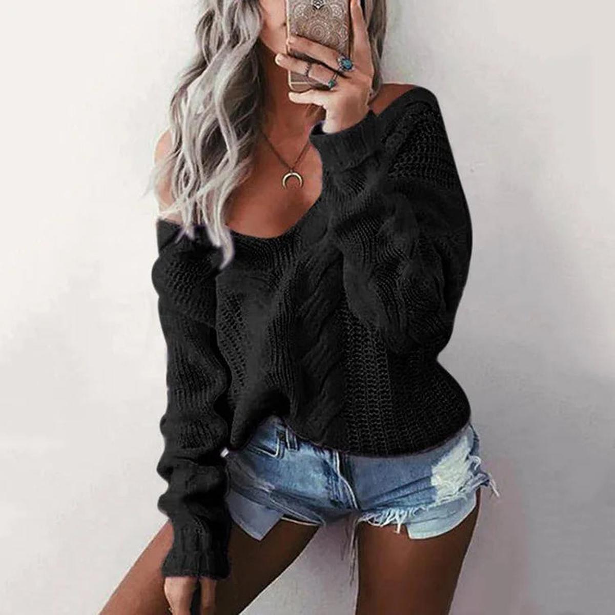 Dames Oversized Gebreide Trui Met V - Hals - Harlett