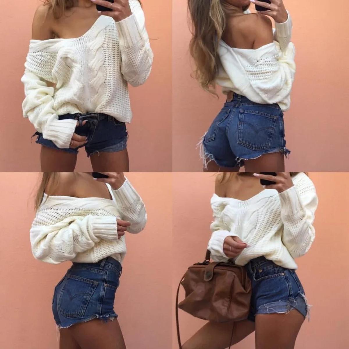 Dames Oversized Gebreide Trui Met V - Hals - Harlett