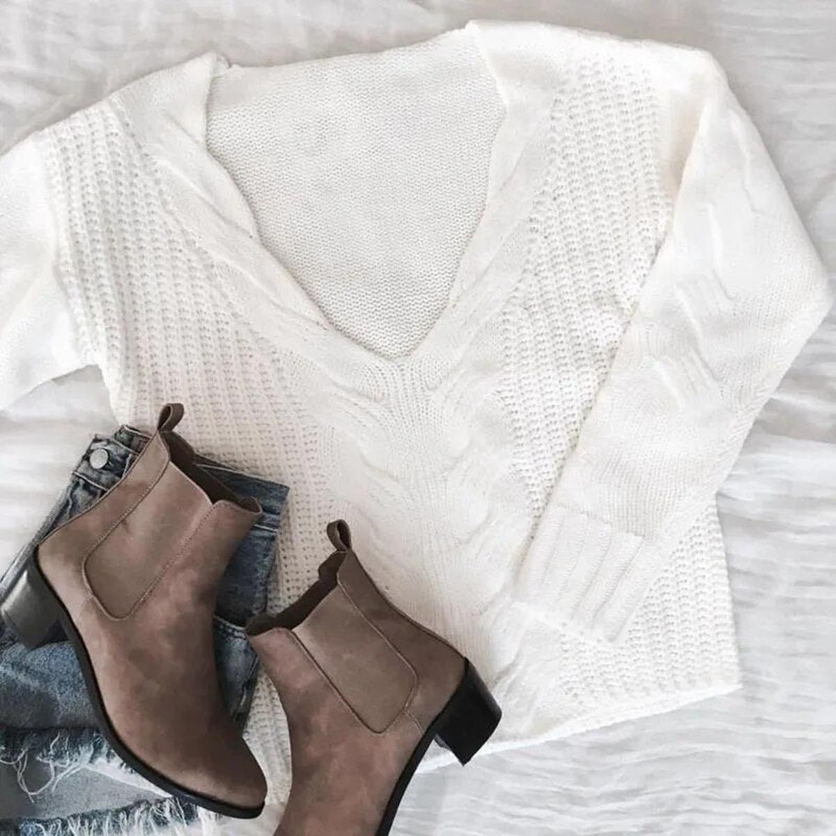 Dames Oversized Gebreide Trui Met V - Hals - Harlett