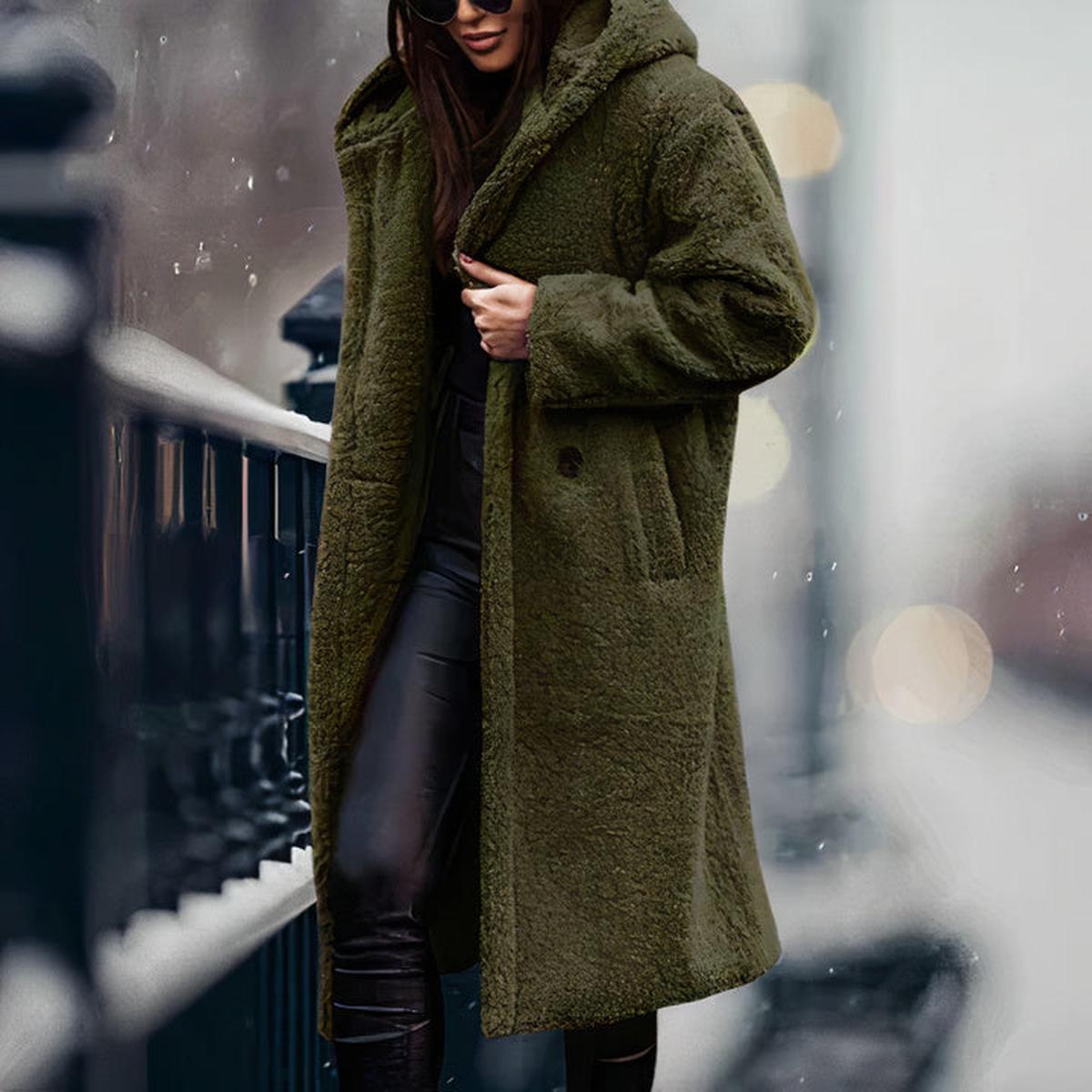 Dames Oversized Teddy Fleece Jas Met Capuchon - Harlett