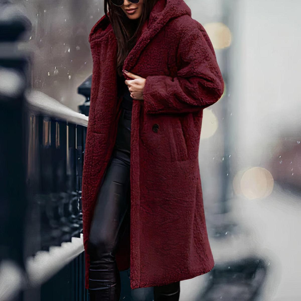 Dames Oversized Teddy Fleece Jas Met Capuchon - Harlett