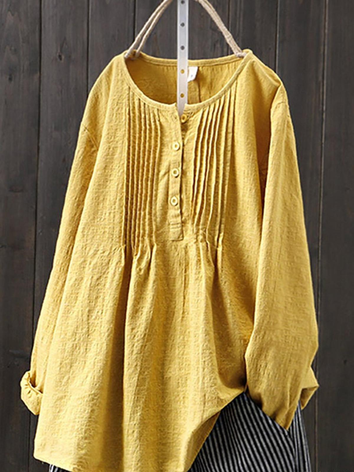 Dames Retro Katoen en Linnen Casual Shirt - Harlett