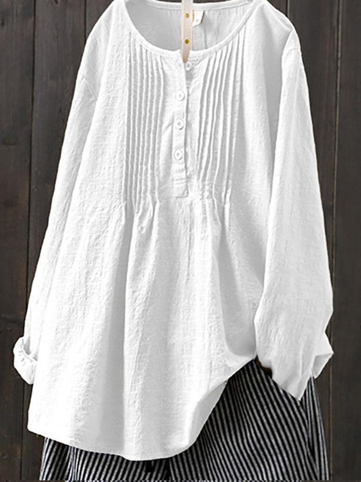 Dames Retro Katoen en Linnen Casual Shirt - Harlett