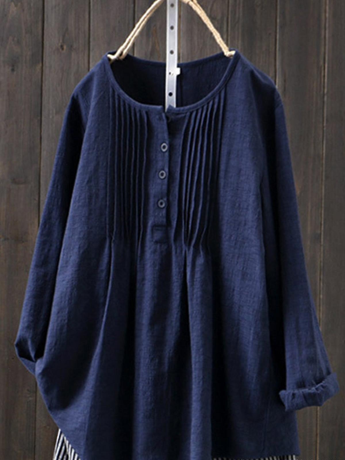 Dames Retro Katoen en Linnen Casual Shirt - Harlett