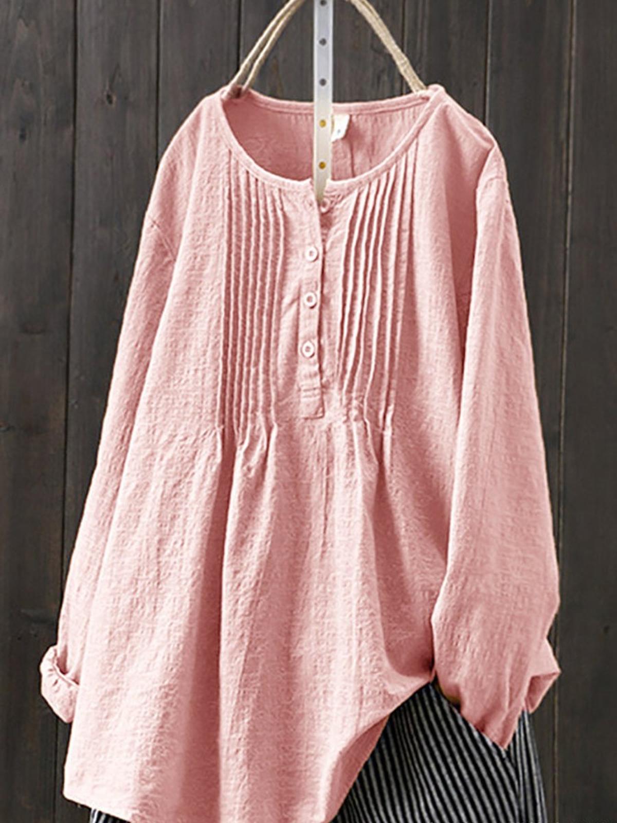 Dames Retro Katoen en Linnen Casual Shirt - Harlett